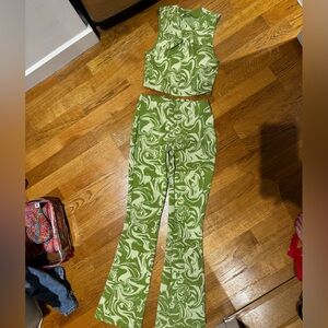 Zara Lime and Cream Patterned Set